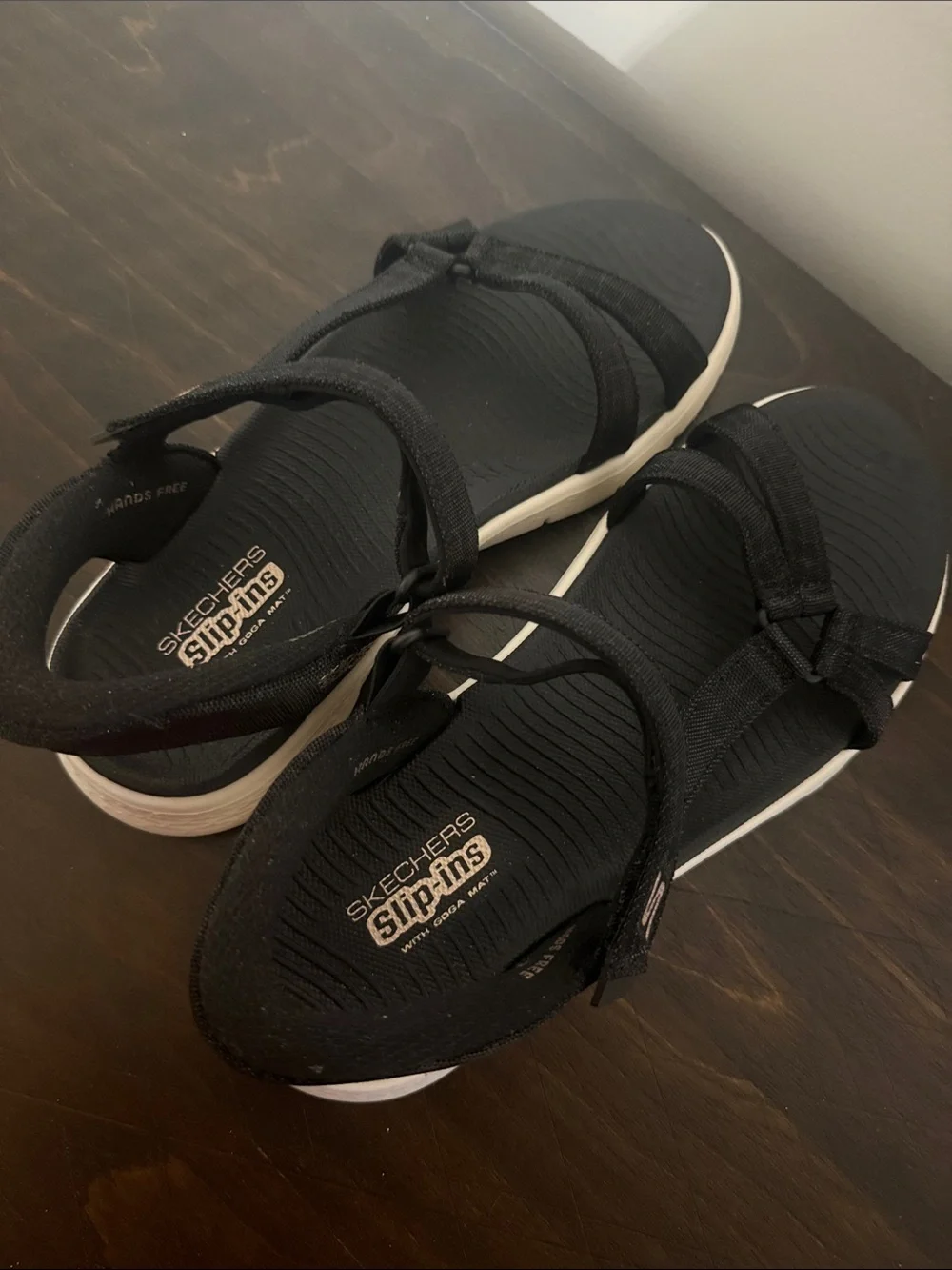 Skechers Black and White Women’s Slip-Ins Sandals -  With Goga Mat